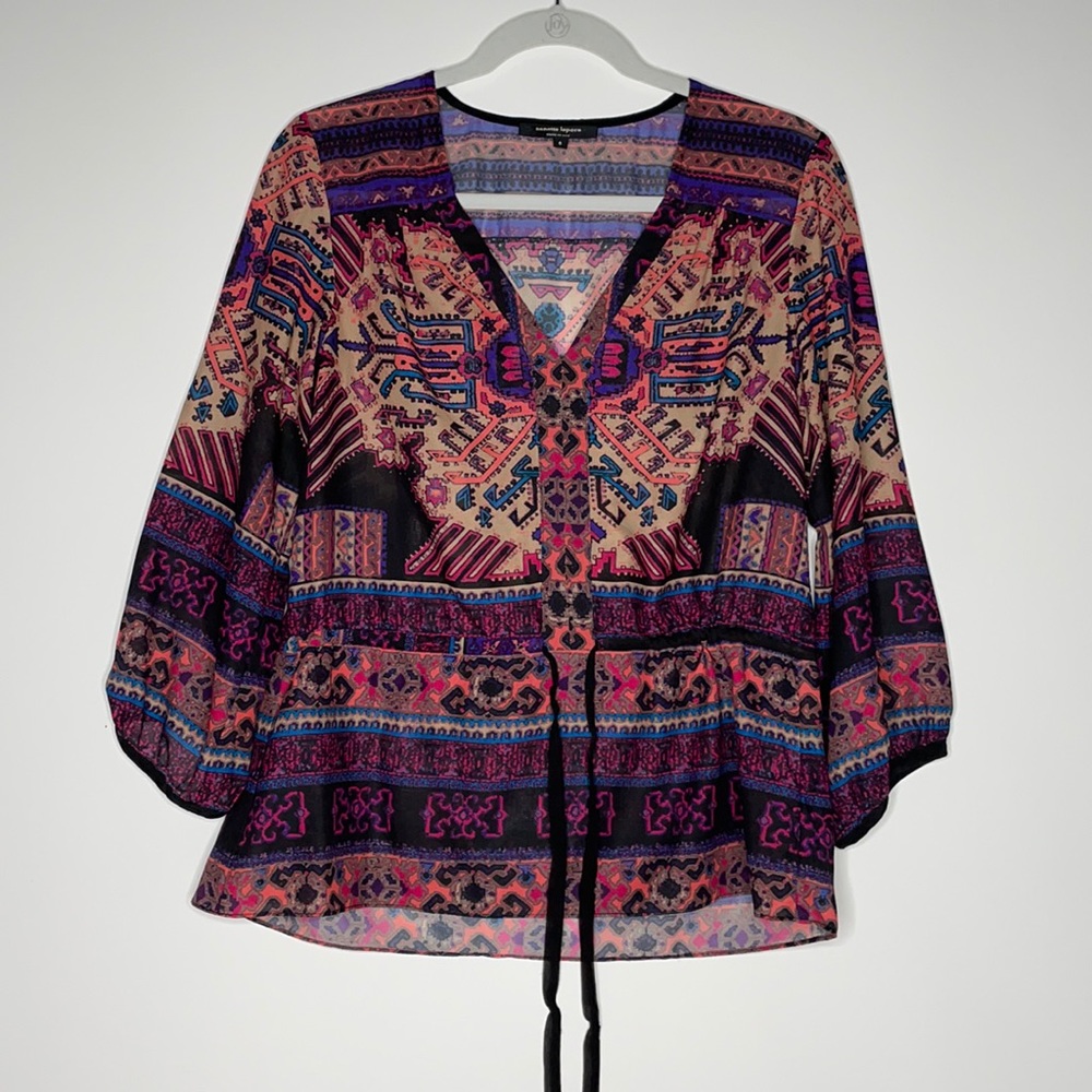 Nanette Lepore Sheer Blouse sz‎ 6 multicolor print